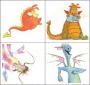 Four different picture book dragons